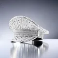 Shiny silver rhinestone military captain hat with punk studs for Y2K rave party outfits - Adjustable / Silver