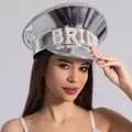 Sparkling silver bride captain hat with rhinestone letters for weddings - Adjustable / Silver Leather Letters