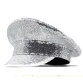 Silver sequin captain hat for women Y2K punk style navy beret cap - Adjustable / Silver Sequin Navy Hats