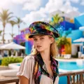 Punk style rainbow sequined navy captain hat for women Y2K fashion resort accessory - Adjustable / Colorful Confetti