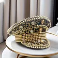 Punk style leopard military hat with gold spikes and rhinestones for women - Adjustable / Leopard Print Punk Studs