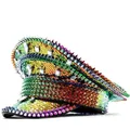 Colorful sequined punk navy hat with metallic spikes and rhinestones for festivals - Adjustable / Green Rhinestone Captain Hat