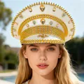 Elegant white and gold rhinestone studded punk style sailor captain hat for women Y2K - Adjustable / White and Gold Rhinestone Captain Hats