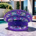 Punk style Y2K purple sequined captain hat with metallic studs for music festivals - Adjustable / Light Purple Star Style