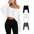Pack de 3 camisetas cortas de manga larga con hombros descubiertos en seda de hielo - S / Tops / Juego de 3 / Negro Blanco Gris