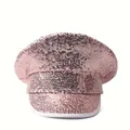 Chapeau de capitaine de marine à paillettes or rose avec finition réfléchissante miroitante - Taille unique / Rose
