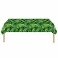 Disposable green palm leaf print PE tablecloth for party and picnic decoration. - Set of 4