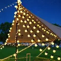 Θερμό λευκό G50 LED γιρλάντα για κάμπινγκ εξωτερικού χώρου και διακόσμηση σκηνής - 10 Μέτρα 40 Φώτα (Μπαταρία + USB) / Λευκή Σφαίρα 5cm