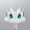 Elegante corona de aleación plateada con diamantes verdes para decorar pasteles - Circonita Verde / Plateado