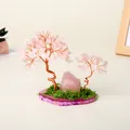 Handmade rose quartz crystal money tree ornament on purple agate base for home office decor - Rose Quartz Style