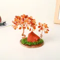 Árbol de la fortuna de cristal de cornalina roja sobre rodaja de ágata para escritorio - Estilo Ágata Roja