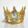 Corona infantil de aleación dorata con diamantes de imitación para tartas y flores - Diamantes de Imitación Irisados / Dorado