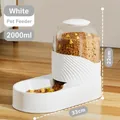 White 2000ml automatic pet feeder with gravity food dispenser system - Single Feeder / 2000ml / Pearl White