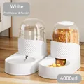 White 4000ml automatic gravity water dispenser and food feeder set for cats and dogs - Waterer & Feeder Set / 2000ml / Pearl White