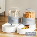 Automatisches Haustier Futter und Wasserspender Set 3800ml Milo Grau für Katzen Hunde - 2000 ml Wasserspender & 2000 ml Futterautomat - Grau / Universell für Hunde und Katzen