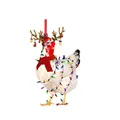Pendentif décoratif en acrylique en forme de poulet avec bois de renne et lumières de Noël - Style Coq avec Bois de Renne (4)