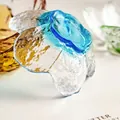 Élégante coupelle à sauce Sakura en verre fait main bleu avec texture martelée - Plat Fleur de Cerisier (Bleu)