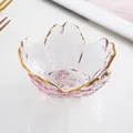 Sakura shaped glass sauce dish with gold rim, 1 piece pack, 8.3cm diameter - Cherry Blossom Dish Pink (Gold Rim) / 1 Piece/Pack (Diameter 8.3cm)