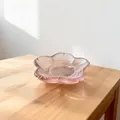 Pink cherry blossom shaped glass dipping dish for soy sauce or condiments. - Petal Dish (Medium/Pink) / Diameter 9.5cm, Height 2cm