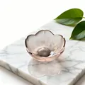 Elegant cherry blossom shaped pink glass sauce dish for seasoning and Japanese style dipping - Petal Mini Bowl / Diameter 8.5cm, Height 4.5cm