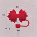 Couvercle de paille en silicone nœud rouge pour gobelet Stanley, diamètre 10 mm - Rouge