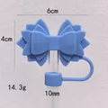 Detail of blue silicone butterfly straw cover showing 10mm size and 4cm x 6cm dimensions - Haze Blue