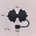Detailed view of 10mm black silicone bow straw cover with precise measurement labels - Black
