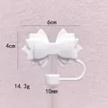 Detail view of 10mm silicone bow straw cover with dimensions 6x4cm and 14.3g weight - White