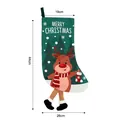Large green Christmas stocking with reindeer pattern and size dimensions shown - Printed Hanging Leg Reindeer Christmas Stocking