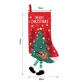 Large 44cm red Christmas stocking with a cartoon tree playing guitar and Merry Christmas text - Printed Hanging Leg Christmas Tree Stocking