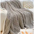 Couverture épaisse en polaire corail gris avec motif torsadé pour canapé et lit doux - Couverture Enfant-100x150cm / Gris clair
