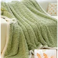 Couverture épaisse en polaire taffetas vert sauge avec doublure sherpa et losanges - Couverture Enfant-100x150cm / Vert Fruit