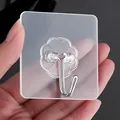 Transparent square adhesive wall hook with flower design, 6x6cm size, 80 silk thickness - 6x6cm (80 Silk Thick) / Clear