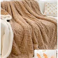 Couverture épaisse en polaire corail marron avec motif diamant pour l'hiver froid - Couverture Enfant-100x150cm / Kaki