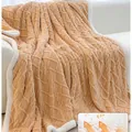 Couverture épaisse en polaire corail avec une doublure sherpa et motif à losanges - Couverture Enfant-100x150cm / Chameau Clair