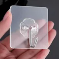 Transparent adhesive wall hook with stainless steel hook, 6x6cm square size - Stainless Steel Hook / 6x6cm (50 Silk Thick) / Clear