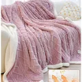 Couverture rose épaisse en polaire corail avec doublure sherpa blanche pour le confort - Couverture Enfant-100x150cm / Mauve Clair