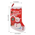 Decorative Christmas stocking gift bag with snowman print and size dimensions chart - Red Printed Snowman Style / 45x27cm