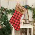 Decoratieve rood en zwart geruite kerstkous met een zachte bruine rand van imitatiebont - Rood en zwart geruit / L