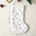 Large white plush Christmas stocking with gold snowflake pattern and size measurements - White Faux Fur Gold Snowflake Style / 45x26cm