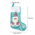 Festive teal Christmas stocking with plush Santa Claus character, 43cm height dimension view - Candy Color Santa Christmas Stocking / Cyan