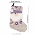 Large purple and grey Christmas stocking gift bag with 3D Santa gnome and fur detail, 45cm - Purple Santa Christmas Stocking Style / Purple