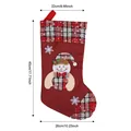 Red plaid Christmas stocking with snowman applique and detailed size measurements - Burlap Snowflake Snowman Style / 45x26cm