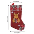 Large red Christmas stocking with cute reindeer plaid pattern and size measurements - Large Burlap Snowflake 3D Reindeer Style / Red