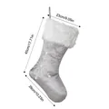 Large silver Christmas stocking with snowflake pattern and white faux fur trim decor - Velvet Snowflake-Silver