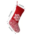 Red knitted Christmas stocking with white snowflake pattern and size dimensions. - Red and White Knitted Christmas Stocking - Snowflake