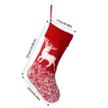 Red and white knitted Christmas stocking with reindeer pattern and size measurements - Red and White Knitted Christmas Stocking - Reindeer