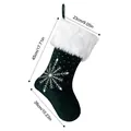 Dark green Christmas stocking with snowflake embroidery and dimensions 45x23x26cm - Velvet Snowflake-Dark Green