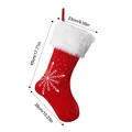 Red Christmas stocking with white faux fur cuff and snowflake embroidery and size markers - Velvet Snowflake-Red
