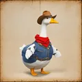 Costume de cowboy fait main pour oie de porche avec gilet en jean foulard et chapeau - Texture Denim Bleu
